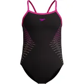 Speedo Plastisol Placement Thinstrap Muscleback Swimsuit Noir 13-14 Years Fille