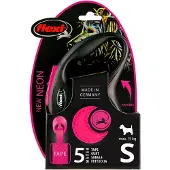 Flexi Laisse New Neon Sangle S 5m Rose/Noir