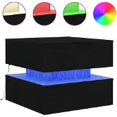 vidaXL Table basse avec lumières LED chêne noir 50x50x40 cm