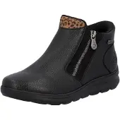Rieker Bottes courtes pour femmes, noir avec look léopard 36