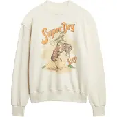 Superdry Femme Sweat ras du cou Ample à Motif Souvenir Crème Taille: 44