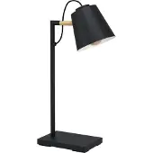 Eglo Lampe de bureau élégante Lacey noir avec un aspect bois
