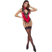 Cottelli collection - body en dentelle à tour de cou - rouge - M