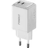 FoneKit 48W GaN PD Wall Charger, USB-C + USB-C, white (48 W, 2 ports), Chargeur USB, Blanc