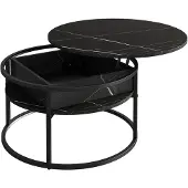 Vicco Table basse Marlo Noir/marbre blanc 77x77cm, Model 55941
