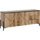 Vicco Meuble TV Hatto Chêne 150x60cm avec portes et tiroirs, Model 56520