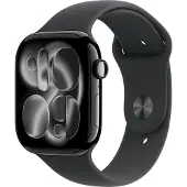 Apple Watch 11 – Wi-Fi – 46 mm – Boîtier en aluminium noir diamant avec bracelet sport noir – M/L