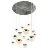 Searchlight PLANETS 14-flamme suspension - chrome FINISH avec le cuivre, le chrome, le laiton CAPS & CRYSTAL Sund