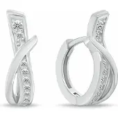 Brilio Silver - Boucles d'oreilles élégantes en argent avec zircons EA213W, (Argent)
