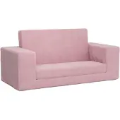 vidaXL Canapé-lit pour enfants 2 places Rose Peluche douce