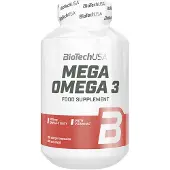 BiotechUSA Mega Omega 3 180 gélules / Acides gras oméga 3 / Acides gras oméga 3 avec une teneur exceptionnelle en acides gras de 70%
