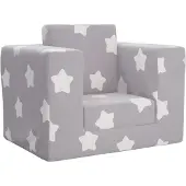 vidaXL Canapé-lit pour enfants gris clair étoiles peluche douce