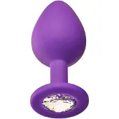 Baseks - plug anal en silicone avec strass (violet) - 8 cm