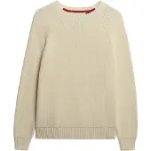 Superdry Femme Pull en Maille Côtelée Coupe Décontractée White Taille: 36