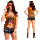 MOM Déguisement Femme Hippie Avec T-shirt