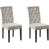 Beliani Lot de 2 chaises en velours gris avec pieds en bois noir pour salle à manger glamour