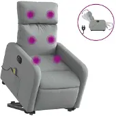 vidaXL Fauteuil inclinable de massage électrique Gris clair Tissu