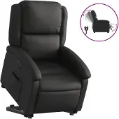 vidaXL Fauteuil relax avec releveur électrique Noir cuir véritable
