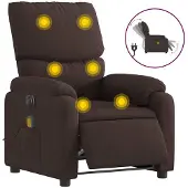 vidaXL Fauteuil de massage électrique Tissu marron foncé