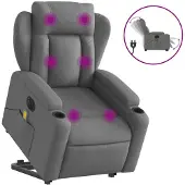 vidaXL Fauteuil de massage électrique avec releveur Tissu gris foncé