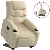 vidaXL Fauteuil relax avec releveur Crème Tissu