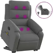 vidaXL Fauteuil de massage électrique avec releveur Tissu gris foncé
