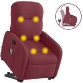 vidaXL Fauteuil de massage avec releveur vin rouge Tissu