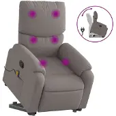 vidaXL Fauteuil de massage avec releveur Taupe Tissu