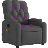 vidaXL Fauteuil de massage gris foncé Tissu