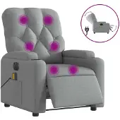 vidaXL Fauteuil de massage électrique Tissu gris clair