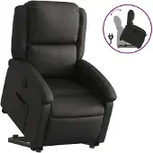 vidaXL Fauteuil relax avec releveur Noir cuir véritable