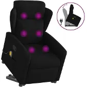 vidaXL Fauteuil de massage avec releveur Noir Tissu