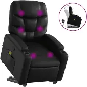vidaXL Fauteuil de massage avec releveur Noir similicuir