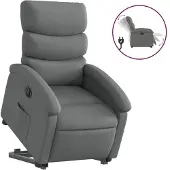 vidaXL Fauteuil relax avec releveur électrique Gris foncé Tissu