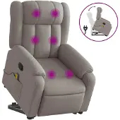 vidaXL Fauteuil de massage avec releveur Taupe Tissu