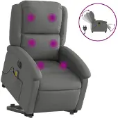 vidaXL Fauteuil de massage électrique avec releveur Tissu gris foncé