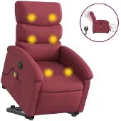 vidaXL Fauteuil de massage électrique avec releveur Tissu rouge vin