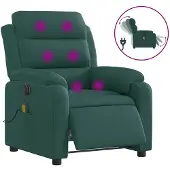 vidaXL Fauteuil de massage électrique Vert foncé Tissu