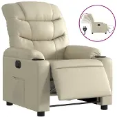 vidaXL Fauteuil relax électrique Crème similicuir