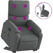 vidaXL Fauteuil de massage avec releveur Tissu gris foncé