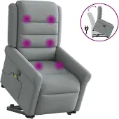 vidaXL Fauteuil de massage avec releveur Gris clair Tissu