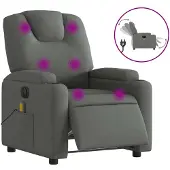 vidaXL Fauteuil de massage électrique Tissu gris foncé