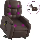 vidaXL Fauteuil de massage avec releveur électrique brun similicuir