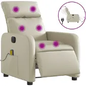 vidaXL Fauteuil de massage électrique Crème Similicuir