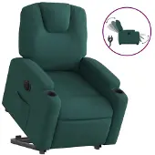 vidaXL Fauteuil relax avec releveur électrique Vert foncé Tissu