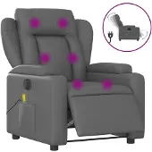 vidaXL Fauteuil de massage électrique gris similicuir