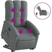 vidaXL Fauteuil de massage électrique avec releveur Tissu gris foncé