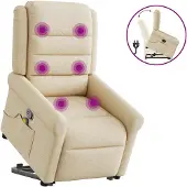 vidaXL Fauteuil de massage avec releveur Crème Tissu