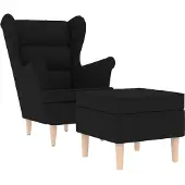 vidaXL Fauteuil avec repose-pied Noir Tissu