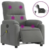 vidaXL Fauteuil de massage électrique gris foncé tissu microfibre